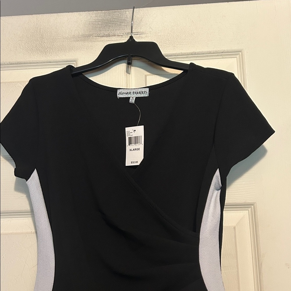 Almost Famous Black Dress with White Trim - Picture 2 of 6